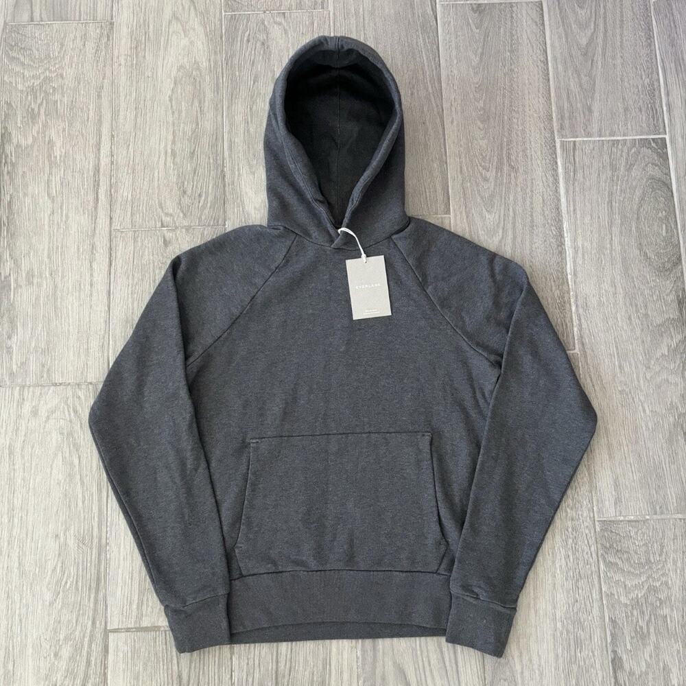NWT Everlane Organic Cotton Track Hoodie Heather Charcoal Gray Small